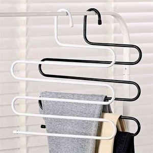 Multifunction Stainless Steel Hanger Multi-port Support Circle Pants Hanging Metal Closet Organizer Garment Rack 210423