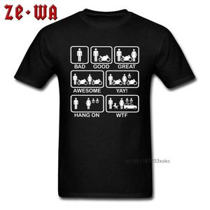 Śmieszne Motocykl T Shirt Mężczyźni T-shirt Bad Good Great Awesome Life Tshirt WTF Rodzina Bawełna Topy Tees Black Streetwear 210629