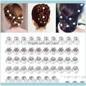 Headbands Jewelry12Pcs Bridal Wedding Pearl Flower Hairpins Swirl Spiral Twist Tiara Hair Jewelry Drop Delivery 2021 Jbyit