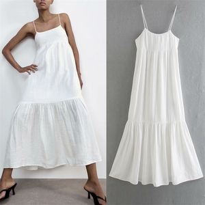 Women Summer Elegant White Dress Spaghetti Strap Off shoulder Elastic bust Female Fashion Dresses Vestidos 210513