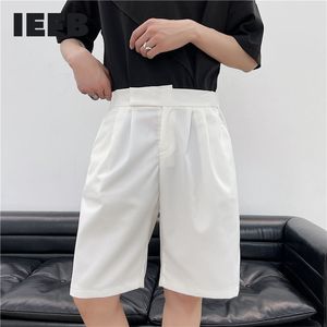 IEFB Asymmetric Placket Pasted Elastic Waist Suit Shorts Black White Summer Causal Suit Shorts Streetwear Men 9Y7748 210524