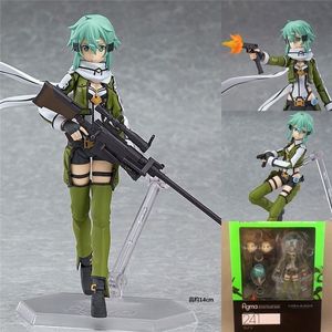 Cute Anime Sword Art Online Figure Brinquedos Figma 241 Sinon Asada Sao 2 PVC Action Figure Collection Model Kids Toys Doll 15cm C0323