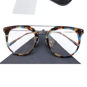 Högkvalitativ mode Unisex Double-Bridge Glasögon Ram Sqaure Plank + Metal 49-22-148 för receptglasögonglasögon
