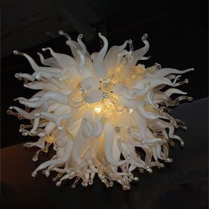 Lampade a sospensione moderne in vetro soffiato a mano a LED Decorazione artistica Lampadario a LED per la casa Illuminazione Colore bianco trasparente 28 x 24 pollici