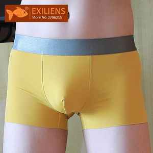 Underpants Exiliens Sexy Mens Underwear Boxers Marca Silk Boxer Sólido para Homens Fino Cueca Masculina BoxersHorts Homebre tamanho M-3XL 0717