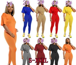 Kvinnors 2 stycke Tracksuits Solid Färg Kortärmad Jogger Set Pullover Sportkläder Casual Höst Vår Sport Outfits Plus Storlekskläder