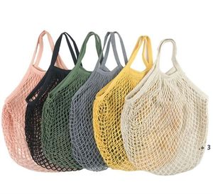 Sacos de compras Bolsas Shopper Tote Malha Net tecido de algodão saco de corda Reusável Bolsa de Armazenamento de frutas por mar ZZB12844