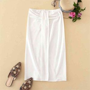 Летние женщины белые юбки мода бренд сексуальный сплит уличная юбка женская элегантная повседневная одежда длиной до колена 210513