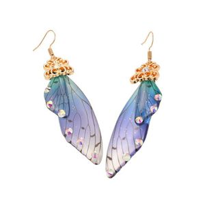 Handmade Fairy Simulation Wing Dangle Chandelier Inseto Borboleta Borboleta Droping Brincos Folha Folha Rhinestone Brinco Romântico Nupcial Jóias