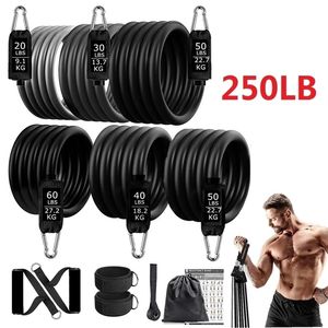 150/250 kg träningsresistensband Set Men Fitness Workout Pull Rope Yoga Latex Tube Sports Elastic Home Gym Equipment 220216