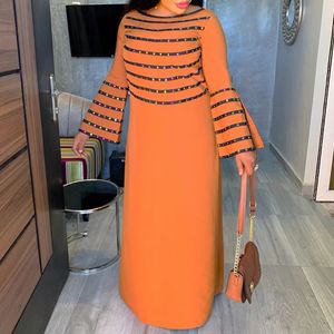 Wholesale dress long sleeves for big size resale online - Plus Size Autumn Long Sleeve Maxi Pleated Dress Women African Ladies Large Big Size Wedding Evening Party Long Dresses Vintage