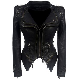 سترة جلدية نساء Femme Veste Chaqueta Mujer Motorcycle 5XL Punk Style Coats