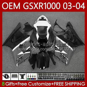 Suzuki Gri Siyah GSX-R1000 için 100% Fit OEM Kodu 1000cc K3 03-04 Fairing 67N0157 GSXR 1000 CC GSXR1000 03 04 GSXR-1000 K 3 GSX R1000 2003 2004 Enjeksiyon Kalıp Vücut
