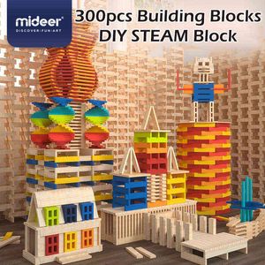 Mideer 300 pcs blocos de construção brinquedos de madeira Montessori brinquedos diy bloco de vapor tijolos criativos cedo educativo crianças brinquedo presente y1130