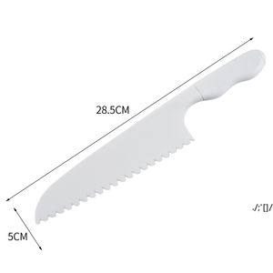 Faca de Cozinha para Crianças Faca de Segurança Faca de Alface Faca Serrilhada Serrilhada Cortador De Plástico Slicer Bolo Pão Cook Crianças DIY 28.5 * 5cm RRD12847