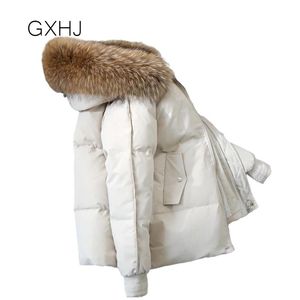 Kvinnors Down Parkas Fake Fur Hooded Winter Cotton Coat Kvinnor Jacka Tjock varm Kvinnlig Ytterkläder Lös Puffer Oversize