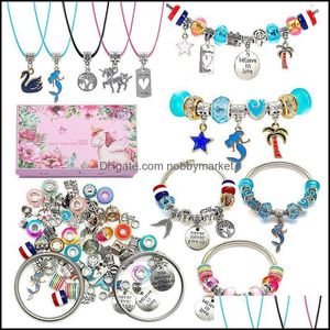 Ohrringe Halskette Schmuck Sets Weihnachtsschmuck Diy Armband Set Adventskalender Armbänder Aessory Kit Geschenk für Kinder Drop Lieferung 2021