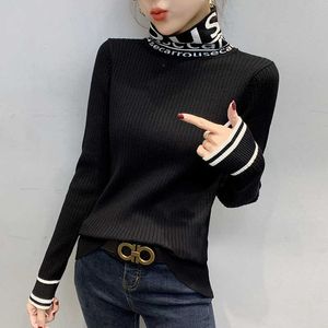 #3826 Basic Sweater Women Pullover Long Sleeve Harajuku Tight Ladies Slim Turtleneck Knitwear Spring2021 X0721