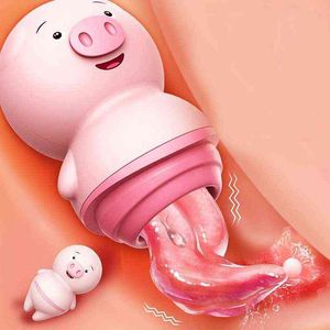 NXY Vibrators Cute Pig Tongue Lick For Women Anal Clitoris Nipple Massager Sex Toys Female Masturbator Mini Machine USB Sextoys Shop 1120