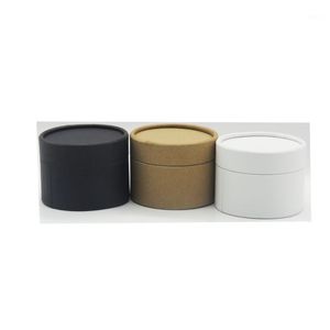 Vit Svart Kraft Round Cylinder Kosmetisk Whisky Bottle Packing Cardboard Paper Tube