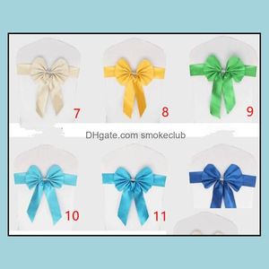 Ers têxteis home gardenspandex cadeira de casamento faixas por atacado bowknot chiffon salgueiro elástico er organza cadeiras fivela de volta ribbo