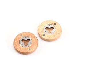 Nuovo apribottiglie circolari in legno tappetino per tazza magnete per frigorifero decorato apribottiglie per birra cucina sala da pranzo strumenti personalizzati