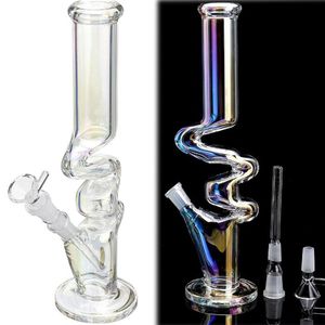 Wholesale water rainbow resale online - 12 inchs Tall Glass Bong Bubbler Hookahs Dab Rigs Downstem Perc Rainbow Glass Water bongs Dabber Smoke Pipe with mm bowl
