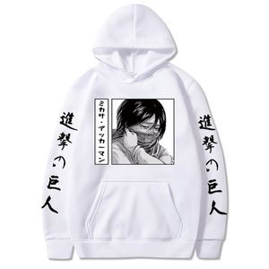 Attack on Titan Manga Hoodies Sweatshirt Anime Mikasa Ackerman Printed Långärmad Casual Hoodies Toppar Y0809