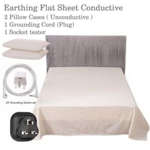 Sheets & Sets Grounded Flat Sheet With 2 Case (Unconductive) By Cotton Silver Fabric Conductive EMF Health Earth Benifits