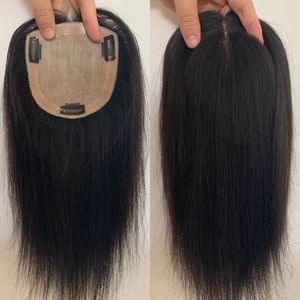 5x6 -calowa podstawa SLIK TOP Human Hair Topper dla kobiet Naturalny czarny klip kolorowy w tobie 120% gęstość