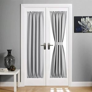 Gardin Drapes 1 Panel Solid Färg Blackout Fransk dörr Mjuk Tyg Stångficka för sovrum Vardagsrum