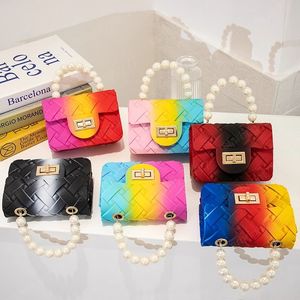 Bolsas e bolsas de arco-íris para mulheres mini PVC Sacos Crossbody Senhoras Pequenas Moeda Carteira Meninas Tecidos de Bolsa de Geléia