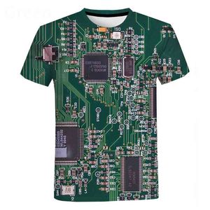 Electronic Chip Hip Hop T Shirt Mężczyźni Kobiety Maszyna 3D Drukowana Drukowana T-Shirt Harajuku Styl Letni Krótki Rękaw Tee Topy 210809