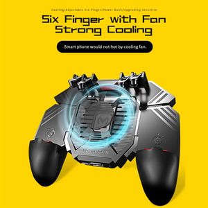 Wholesale mobile shooting games for sale - Group buy Six Finger For PUBG Game Controllers Trigger Shooting Free Fire Cooling Fan Gamepad Joystick For IOS Android Mobile Phone Gamepada42a27