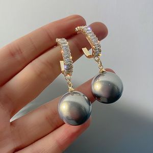 Dangle ljuskrona koreanska mode pärla örhängen för kvinnor kristall uttalande söt lyxig stor guld lång trend droppe bröllop tillbehör