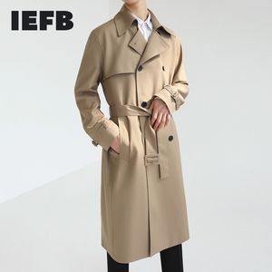 IEFB / Herrkläder Design Style Windbreaker Manens Mid-Length Coat Spring Koreansk Trendig Handsome Casual All-Match Trench 9Y4085 210524