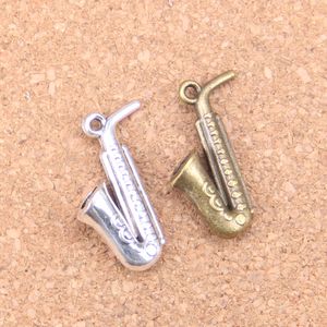 45 SZTUK Antique Srebrny Brąz Plated Horn Saksofon Charms Wisiorek DIY Naszyjnik Bransoletka Bransoletka Ustalenia 26 * 21mm