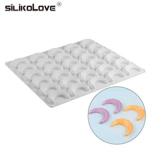 Silikolove 30 håligheter Ramadan Moon Cake Moulds Non-stick silikonformar för DIY Cake dekorationsverktyg för Eid Mubarak 210721