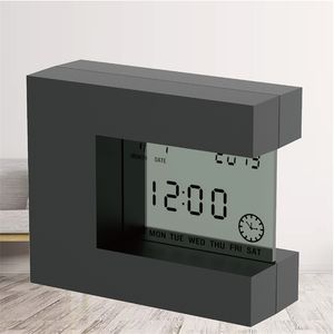 Väckarklocka Digital för hemmakontor Skrivbord Bordsklocka LCD Modern med Kalender Datum Nedräkning Timer Termometer Batteri 210804