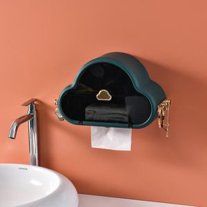 Hooks & Rails Creative Cloud Shape Toilet Paper Storage Box Cover Wall Mounted Punch Free Roll Holder Bathroom Waterproof Organizer Rack