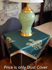 Custom Embroidery Chinese Square Small Tablecloth Dustproof Cover Cloth Luxury Silk Satin Shoe cabinet Bedside table Dust Protection Covers