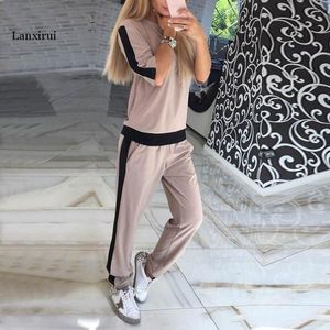 Women Sets Casual Tracksuit Newest Autumn O Neck Short Sleeves Sporting Suit Two Pieces Sets Women Sportswear Y0625