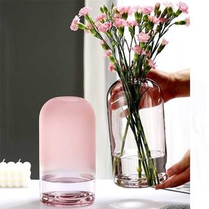 European Style Simple Vase Creative INS Glass Flower Living Room Dining Table Home Decoration Transparent Crafts Vases 211215