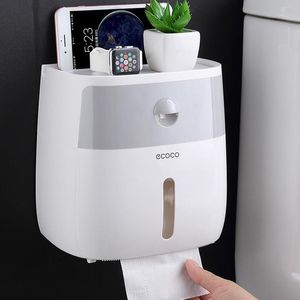 Skrzynki tkankowe Serwetki WC Montaż na ścianie Box Storage Podwójna Warstwa Punch Free Ssanie Paper Serwisz
