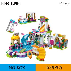 Piscina Modelo JG319 Girl's Girl Bom amigo Xinhu Cidade Verão Piscina Pequena Partícula Montado Building Block Brinquedos Presente X0503