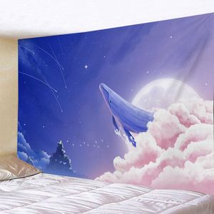 Gobeliny Kawaii Kid Room Decor Whale Tobestry estetyczne koreańskie ścienne wiszące tkanin