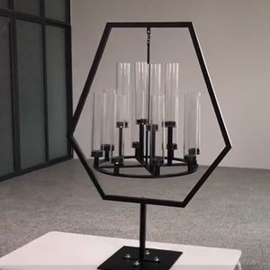 Ślubna dekoracja podłogi żelaza wazon Handmade metalowy srebrny candelabra czarny seniu857