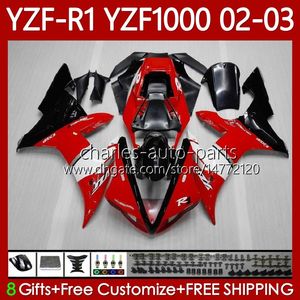 Motorcycle Bodys For YAMAHA YZF R 1 1000 CC YZF-R1 YZF-1000 00-03 Bodywork 90No.2 1000CC YZF R1 YZFR1 02 03 00 01 YZF1000 2002 2003 2000 2001 OEM Fairing Kit factory red