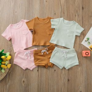 Roupas infantil Conjuntos meninas roupas meninos roupas de bebê crianças se adapta verão algodão de mangas curtas camisetas shorts de duas peças