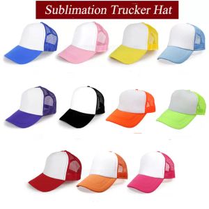 Chapéus de festa sublimação chapéu de caminhoneiro sublimação em branco malha chapéu adulto bonés de caminhoneiro para impressão por sublimação chapéu esportivo personalizado ao ar livre